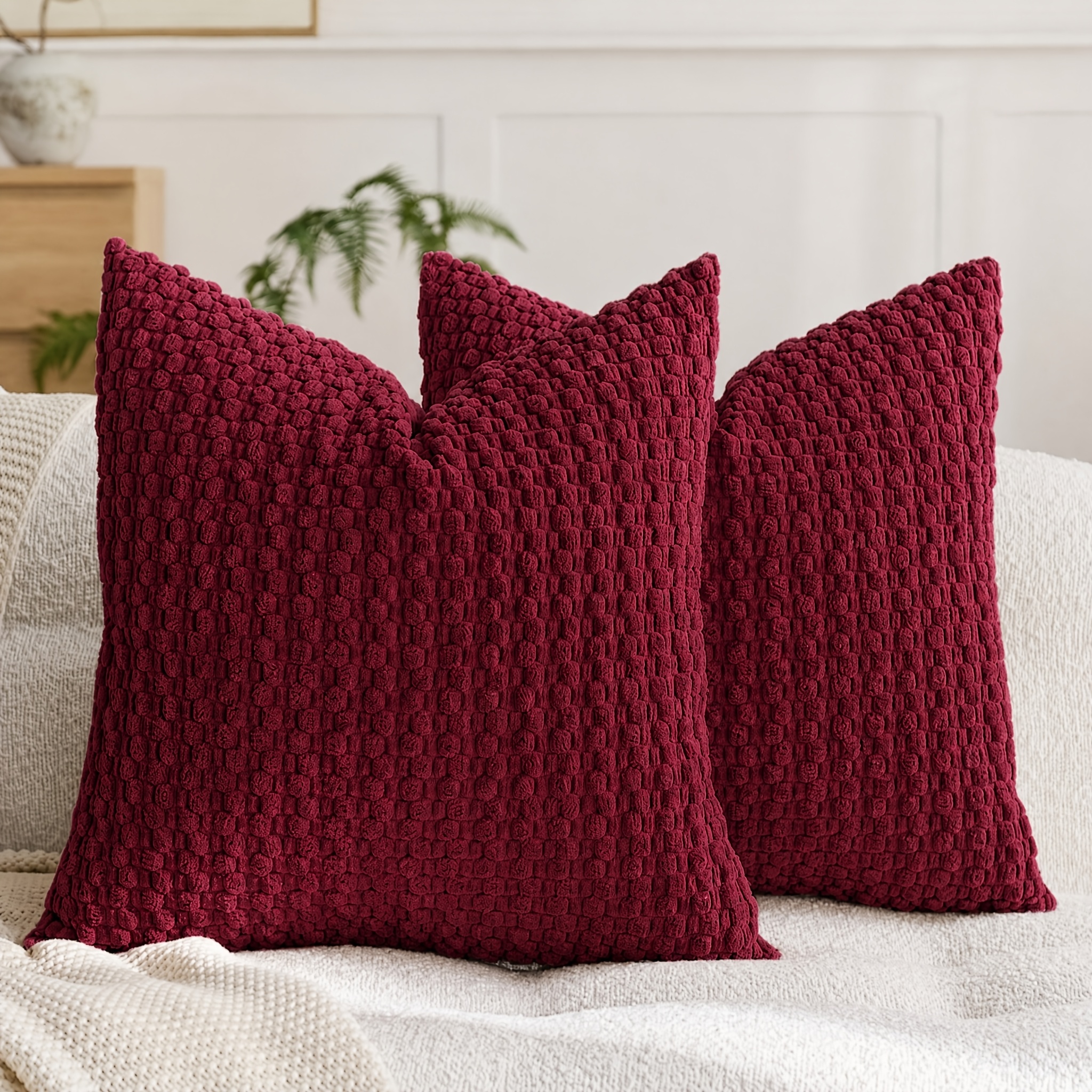 TEMU 2pcs, Boho Fall Corduroy Throw Pillow Covers, Soft Modern Decorative Cushion Covers For Couch Sofa Room, 16in X 16in, 18in X 18in, 20in X 20in,