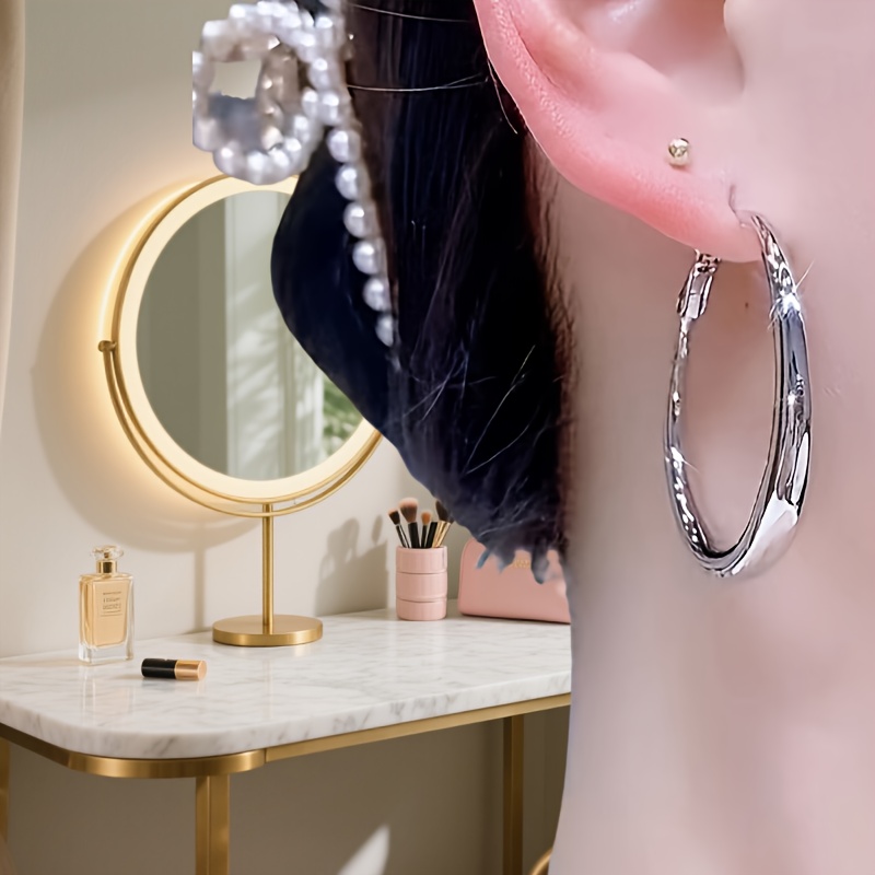 TEMU Women's Silvery Earrings - Hypoallergenic Earrings, , Lightweight For Daily Wear, Fashion Jewelry
