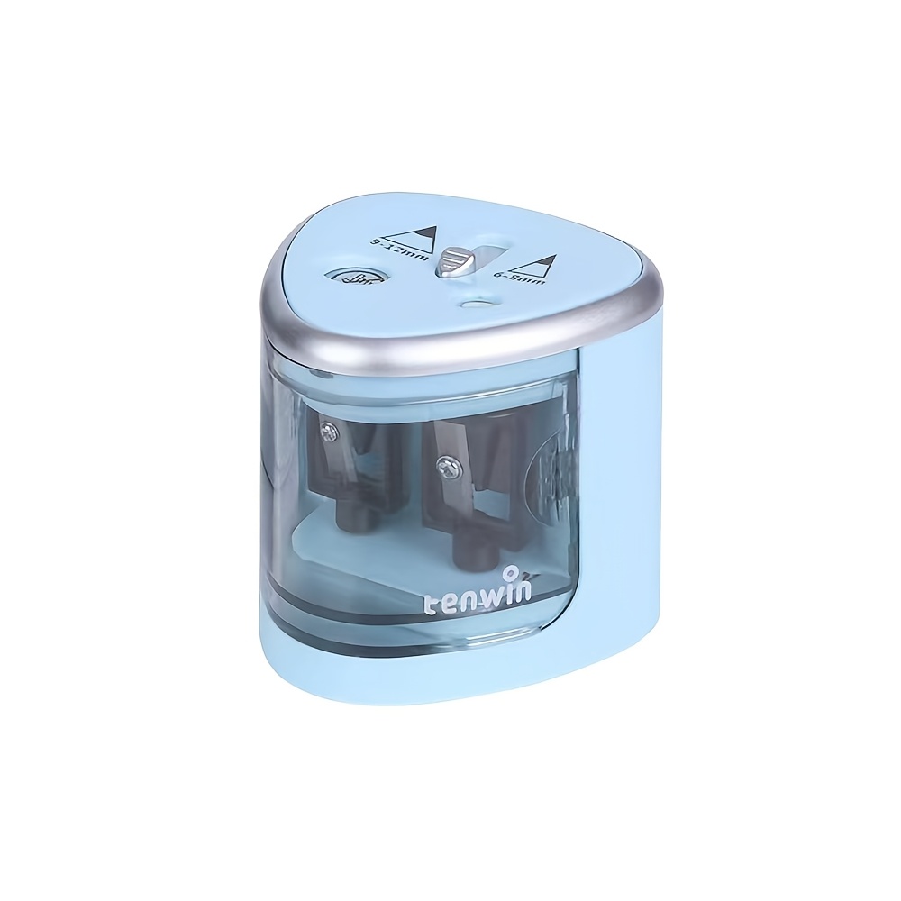 Image of Dual-hole Electric Pencil Sharpener Semi-automatic Dual-hole Pencil Sharpening Machine Sharp Blade Battery Powered (battery Not Included)