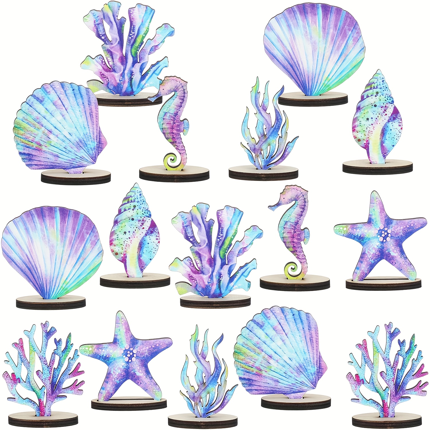 TEMU 16peças Suprimentos Para Festas De Sereia Sereia Aniversário Mesa De Madeira Tema Decoração De Mesa Presente De Aniversário Tema-image-17600584019453