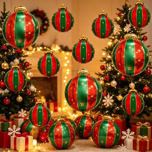 item picture 18pcs christmas light ball set red and green color block christmas festive atmosphere suitable for christmas party front porch indoor outdoor holiday decorations