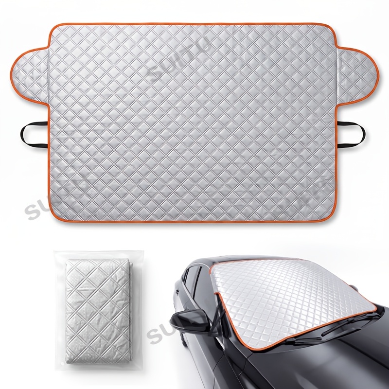 TEMU Car Windshield Snow Cover, Made Of Premium Materials, Reinforced Straps, Windproof, Use, Snow Shield In Winter, Radiation Shield In Summer, Fits