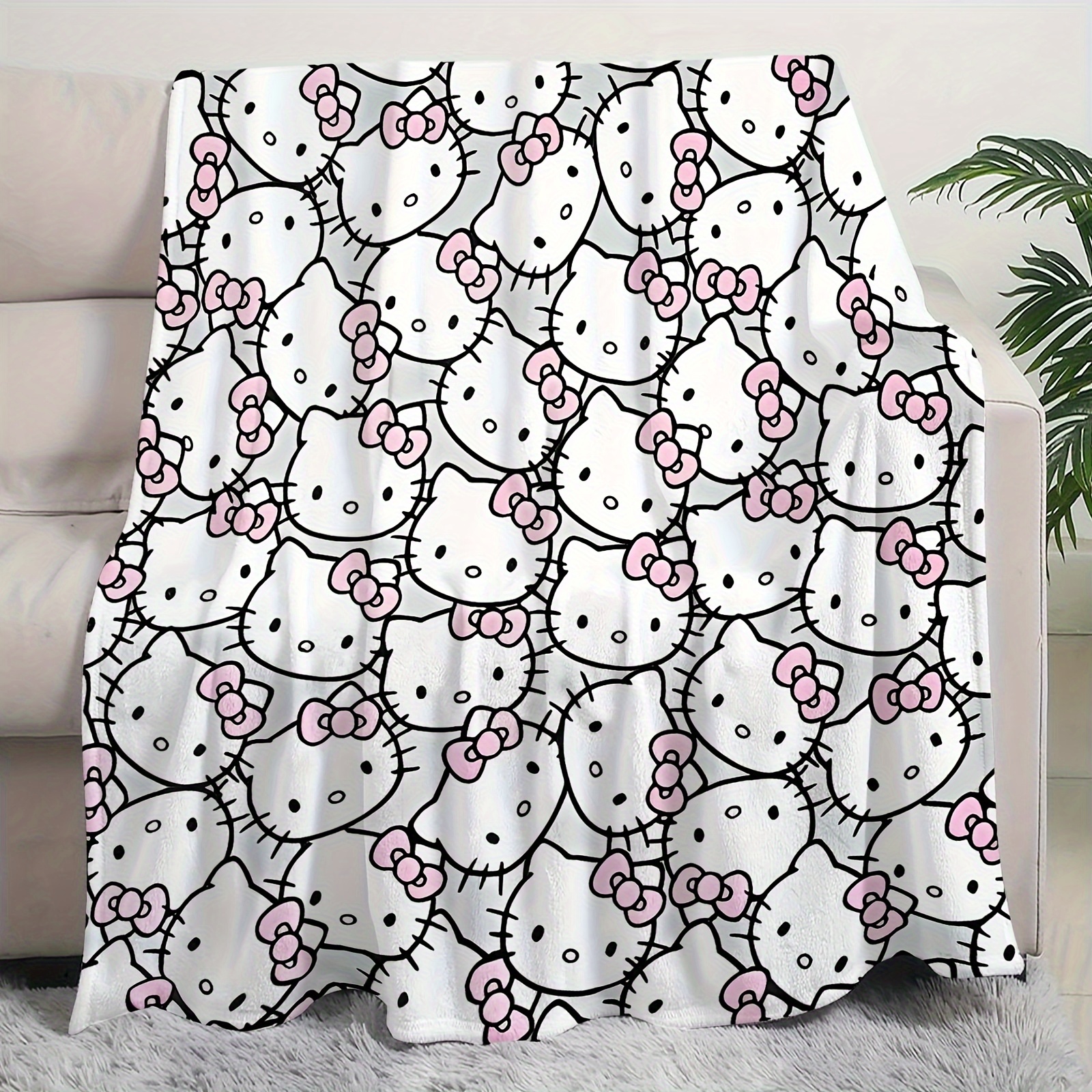 1pc     print flannel fleece throw blanket for adults     warm long plush blanket for sofa bed camping travel machine washable hypoallergenic stain resistant cartoon themed 200 250gsm knit fabric details 0