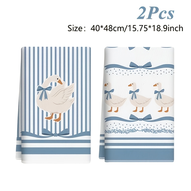 TEMU 2pcs, Cartoon Goose Dish Cloth, Cute Bow Design Cloth, Soft Absorbent, Washable Dishcloths For Kitchen Bathroom Cooking Baking Sink Counter,