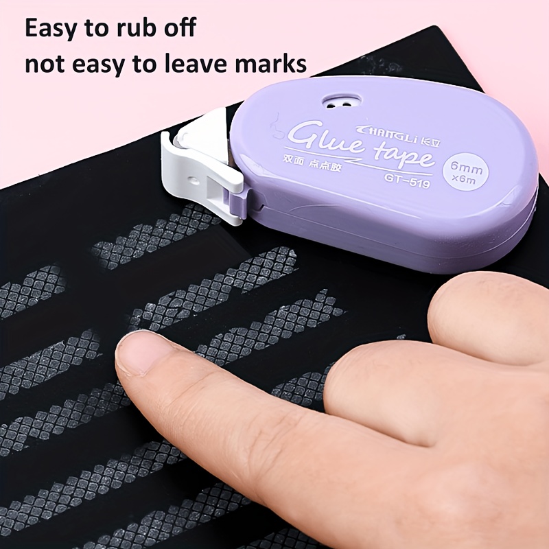 CURLING TAPE Double-Sided Adhesive Dots - 6.0meter x 0.6cm Easy Peel Roller Tape in Pink, Purple, Blue - Ideal for Scrapbooking, Collage & Photo Albums - Versatile for School, Office & Packaging Needs