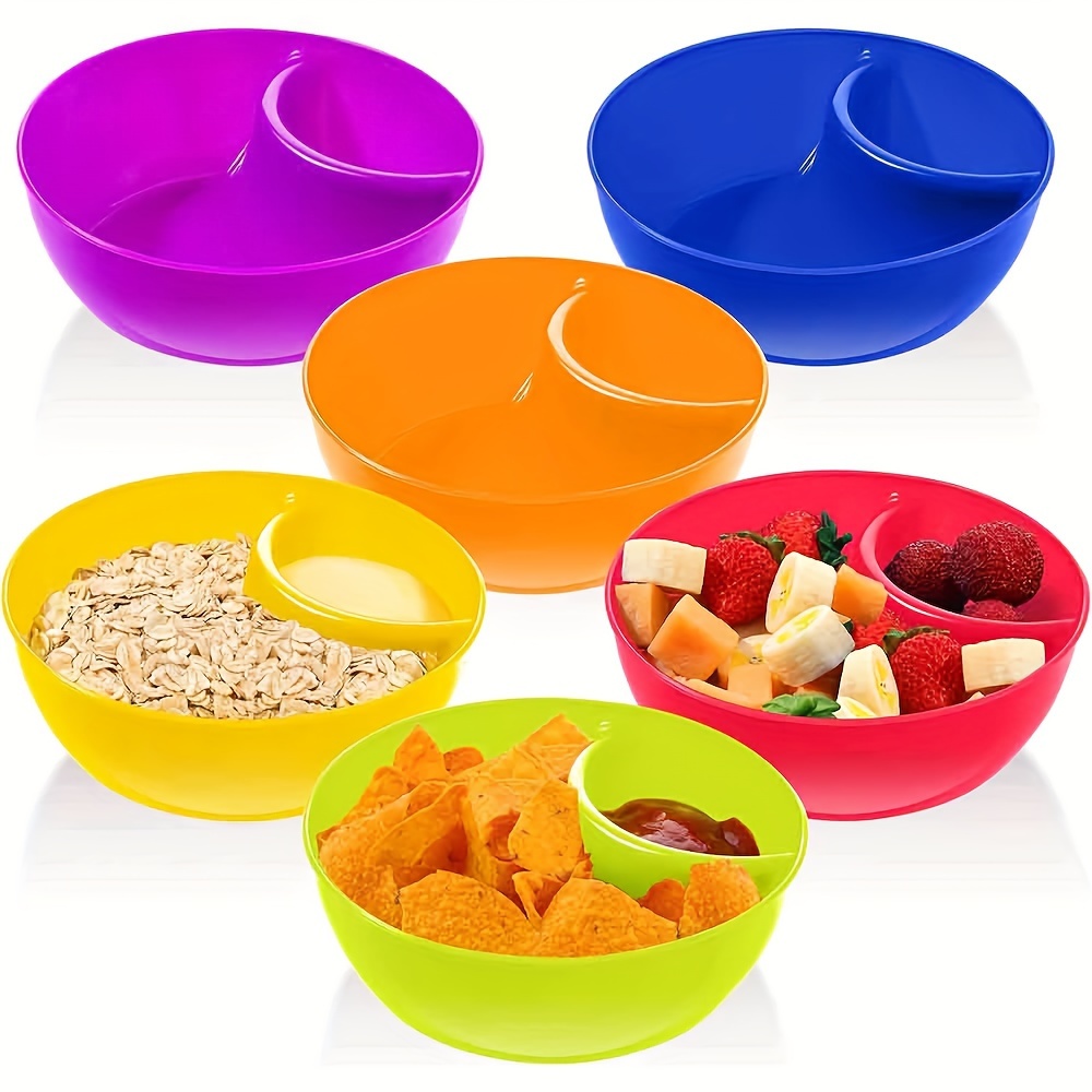 

3/6pcs Snack Dipping Bowls, Chips Serving Bowls, Moisture-proof Divided Bowls, Plastic Stackable Tableware, Microwave And Dishwasher Safe Containers For Chips, Dipping Snacks Salad Nuts