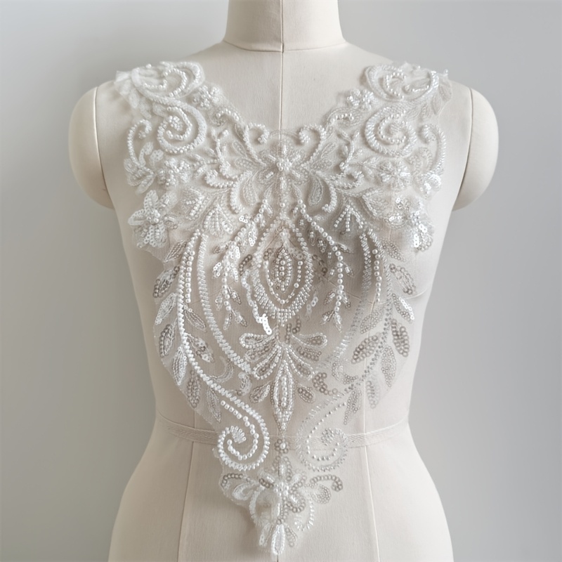 TEMU Beaded Three-dimensional Brooch Flower Lace Trim Applique Luxury Lapel Pin Garment Patch