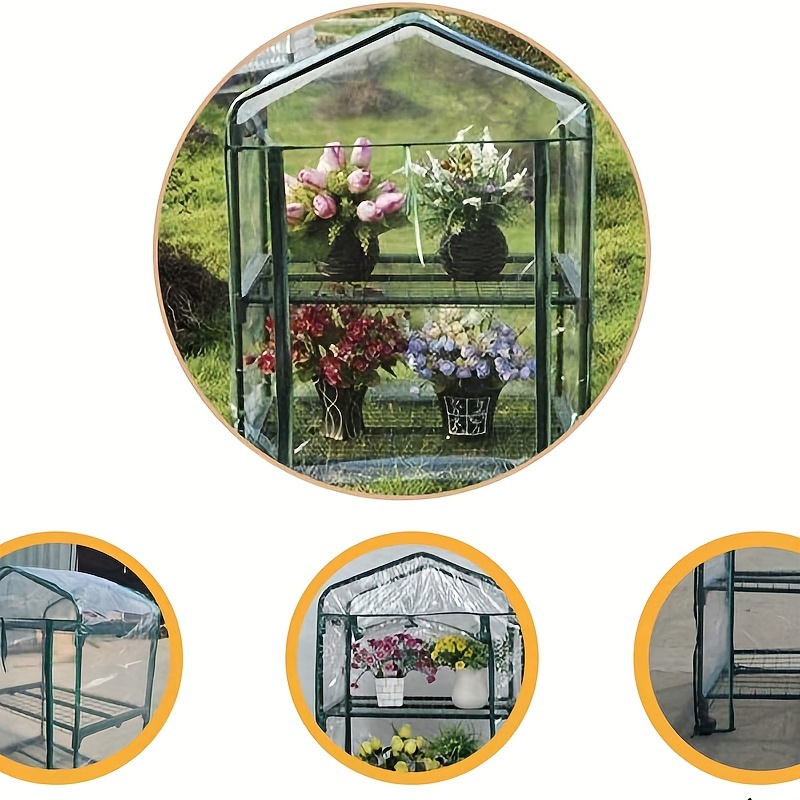 

1pc, Mini Greenhouse Replacement Cover, 4-tier Portable Clear Pvc Greenhouse Cover With Zippers ( Not Included), 27.16x19.29x61.02 Inches Outdoor Gardening Plant Protector Cover
