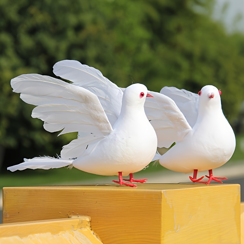 

2-pack Artificial White Doves, Peaceful Decorative Figurines With Spread , Freestanding Faux Bird Statues For Festive Occasions, Non-electric, Featherless Material