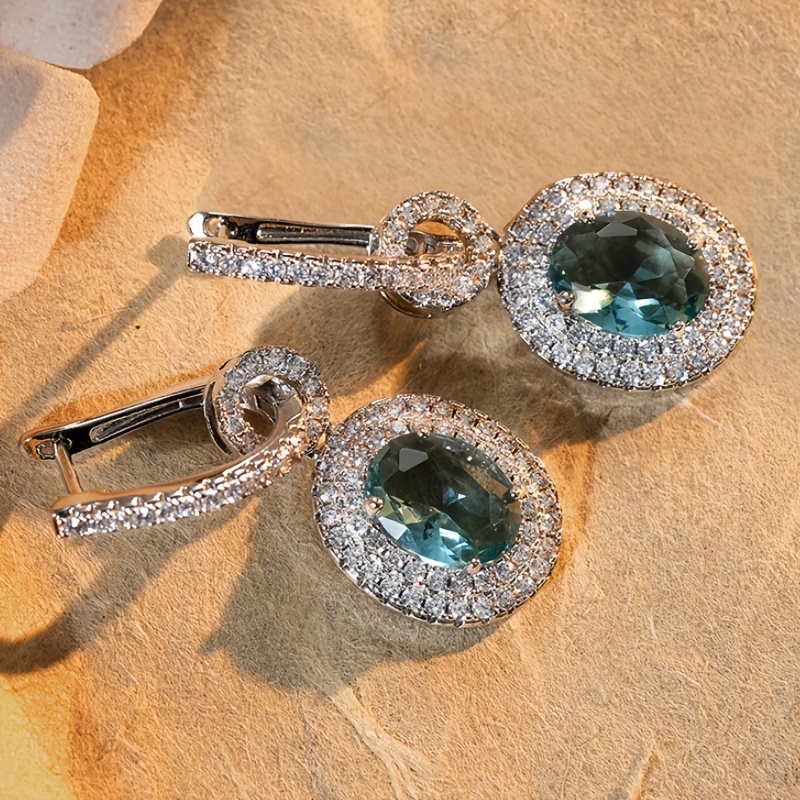 E-shop Elegante Schmuckstücke mit Meerblauem Zirkonia-Anhänger-Ohrringen für Damen, für und Hochzeiten