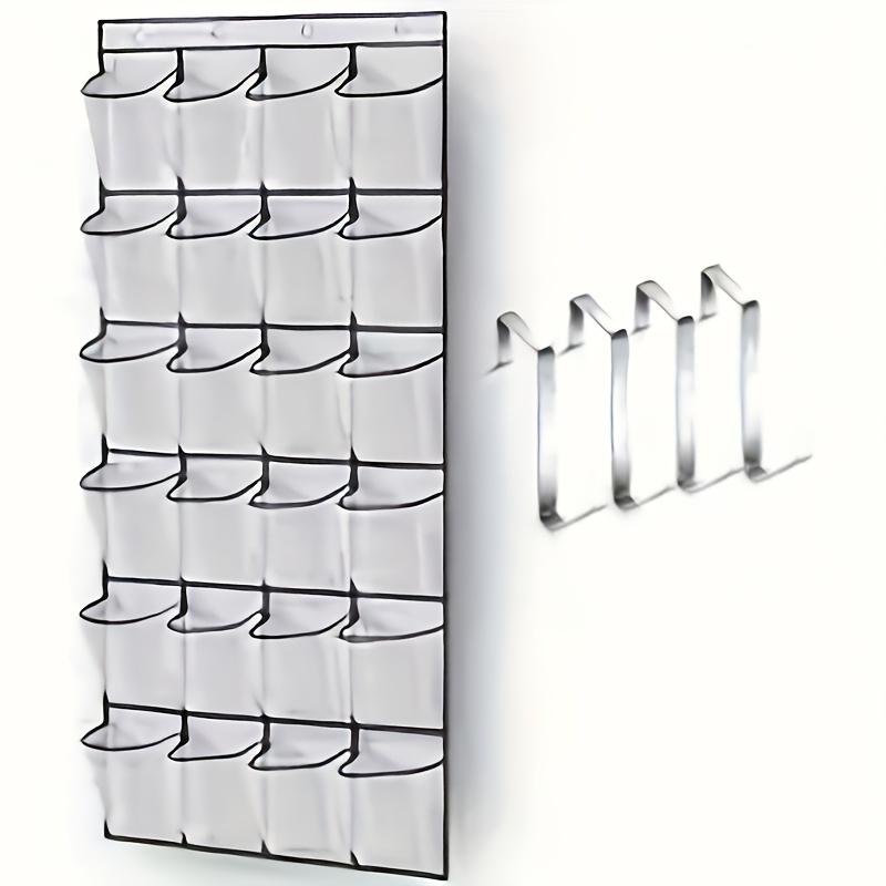 TEMU [storage Hanging Bag] Heart Leaf Multifunctional Over-the-door Organizer - 24/35pcs Large Mesh Pockets, Foldable And Space-, Suitable For Shoes,