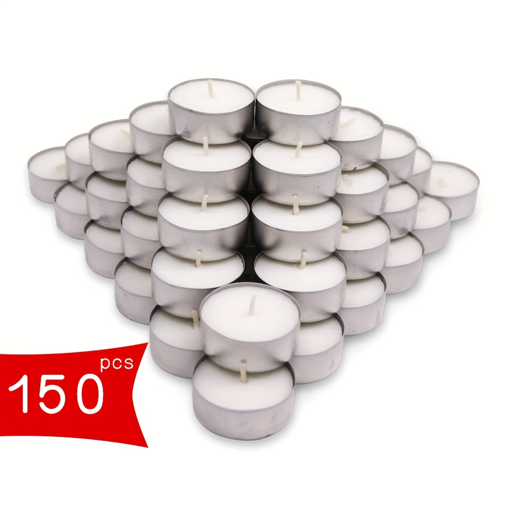 Image of 150pcs/pk Tealight Candles, 10g/0. Each, | Unscented Decorative Candles That Will Light Up Your Home, Weddings, Dinners And Any Occasion | Long-lasting, Smoke-free, Mess-free Candles