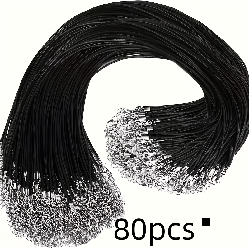 TEMU Lot de 80 pièces, collier à cordon de 45,72 cm de long avec fermoir mousqueton, chaîne en corde cirée tressée de style décontracté, convient aux