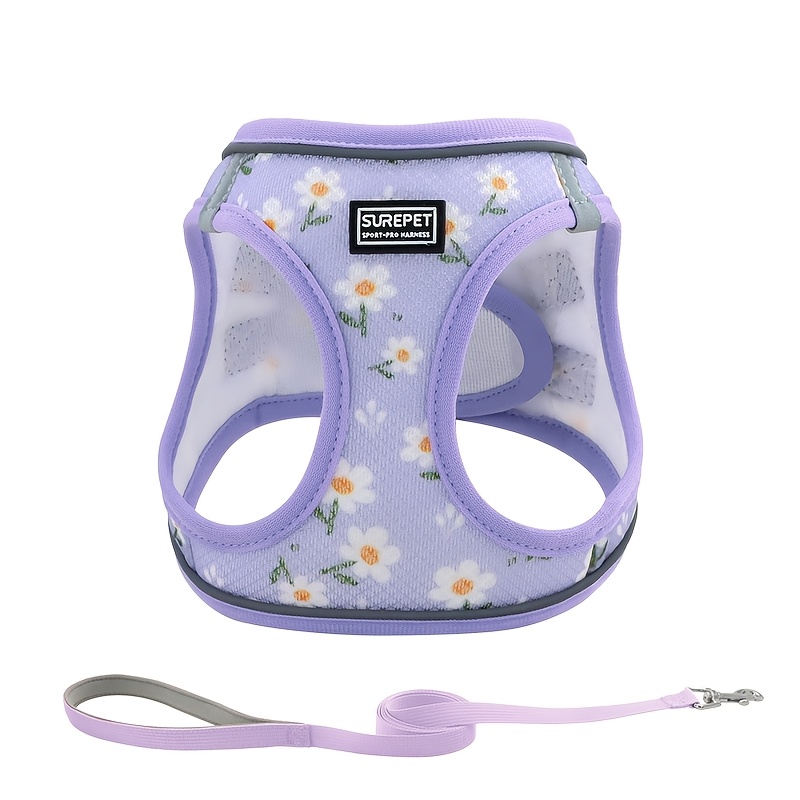 TEMU Ensemble Harnais et Laisse pour Chien, Harnais Doux Anti-Traction en Réfléchissante Ajustable pour Chiens de Petite à Moyenne Taille, Idéal pour