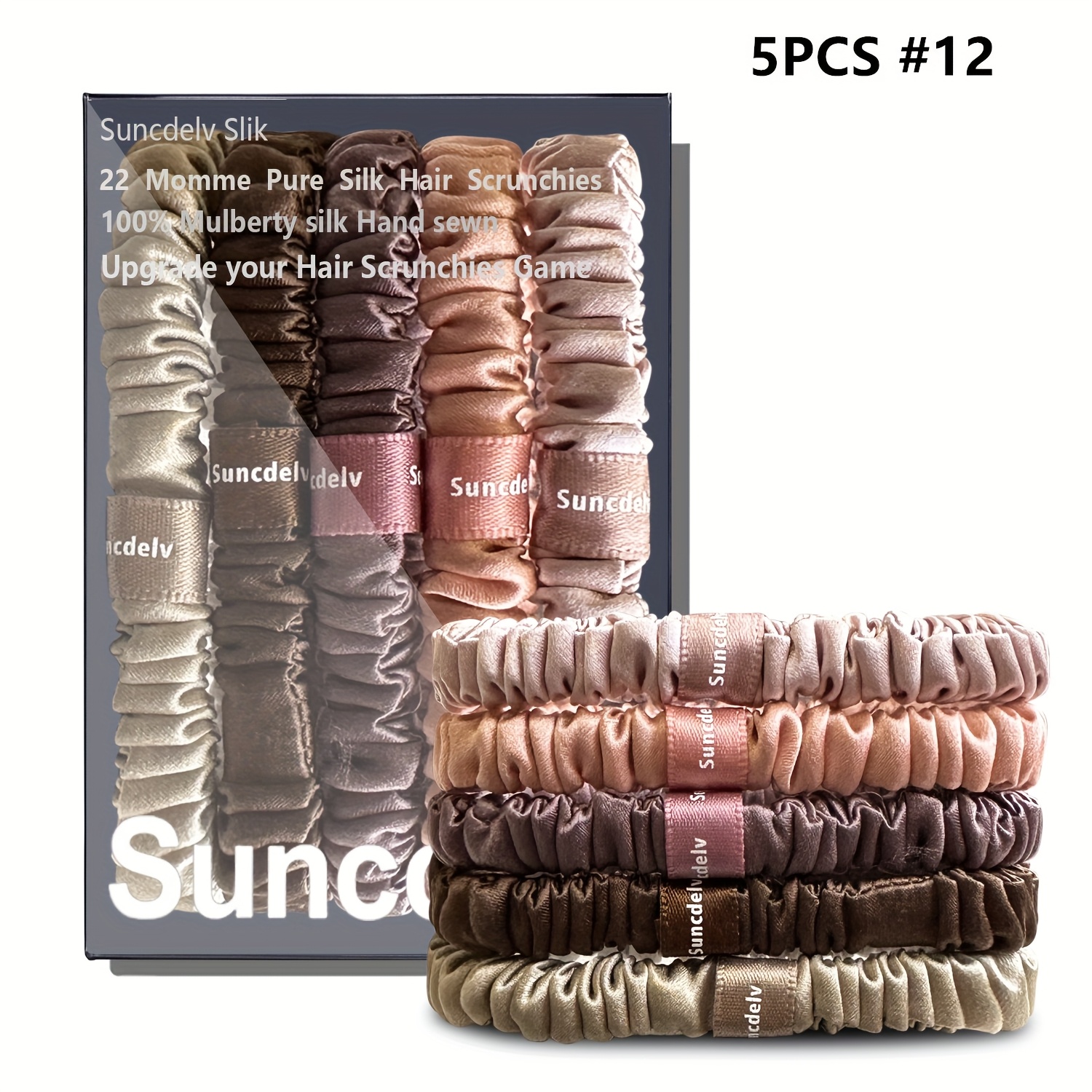 TEMU 5pcs Yanrong Handmade Hair Scrunchies - Ties With 5 Colors (pink, Brown, ) - Soft & Durable Hair Bands For Women &, Elegant Hairbands