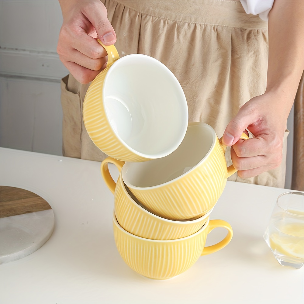 4pcs ceramic 24 ounce soup mugs handles large coffee mug - Temu