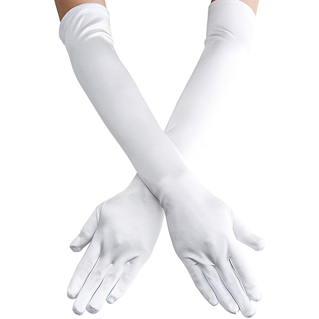E-shop 2er-Set Damen Vintage 1920er Satin Opernhandschuhe Elegante Ellbogenlange Lange Formelle Abendkleid Handschuhe Geeignet für Hochzeitsbankett