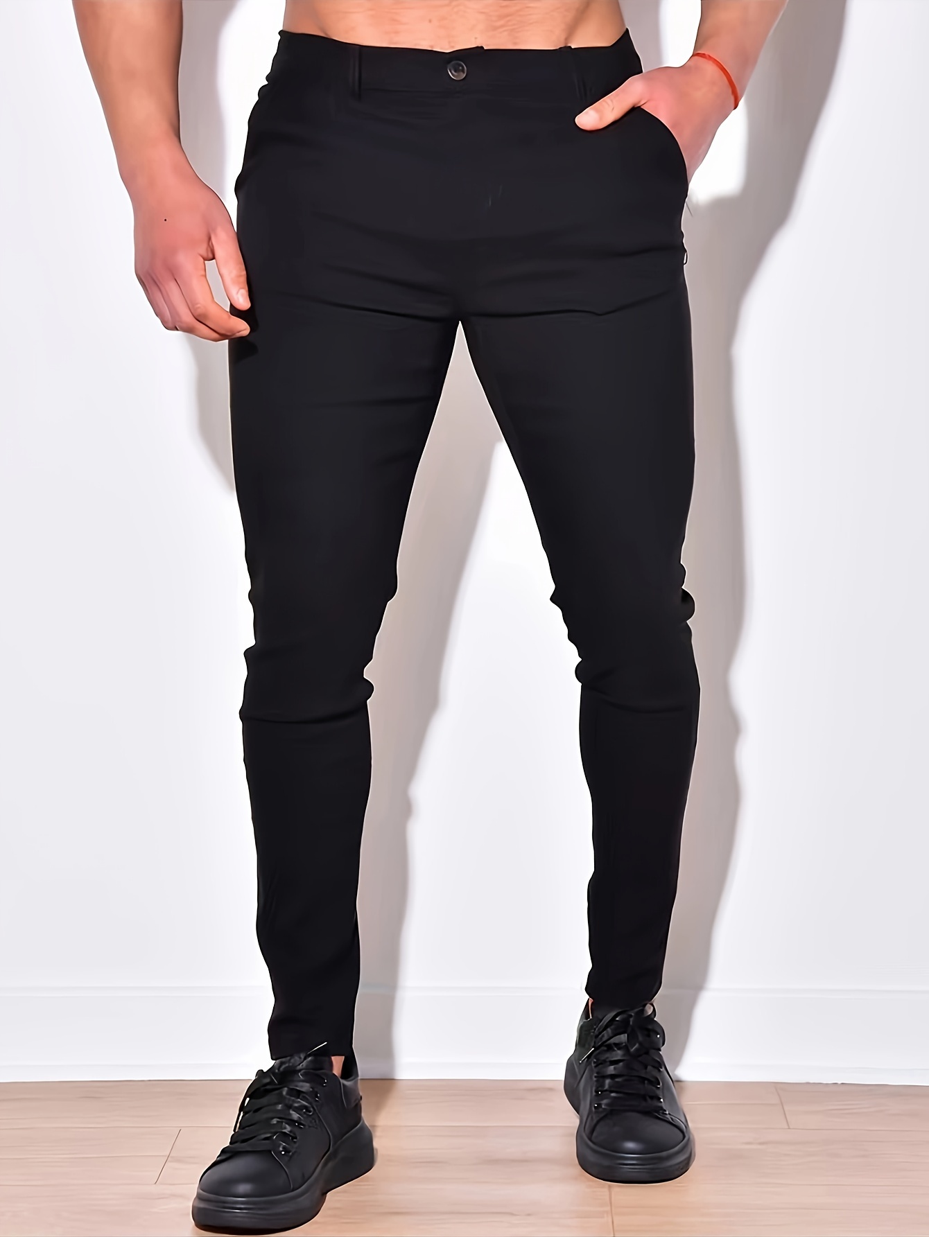 Pantalones De Vestir Slim Fit Hombres - Temu