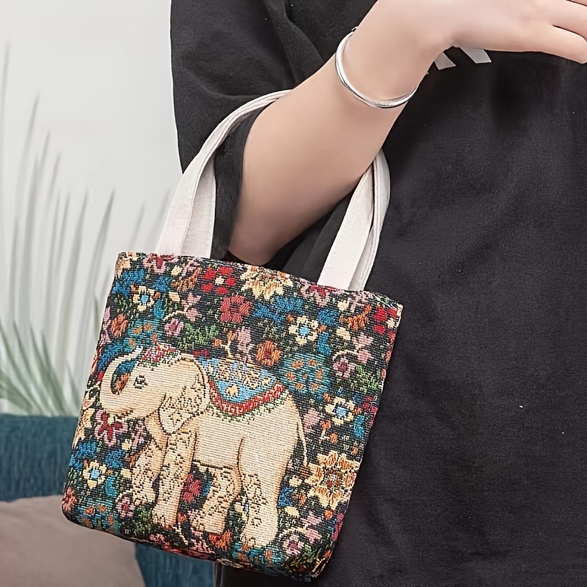 1 elephant series bag small double sided embroidered tote - Temu