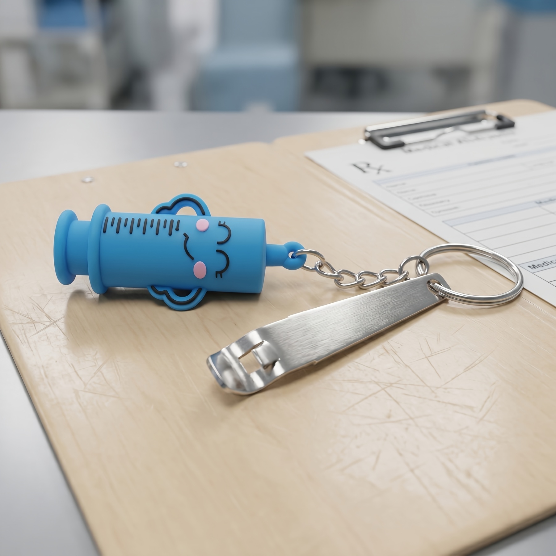 TEMU 2pcs Set Of Portable Ampoule Bottle Opener Novelty Keychain, Oral Liquid Bottle Opener, Cute Syringe-shaped Keychain, A Gift Keychain For