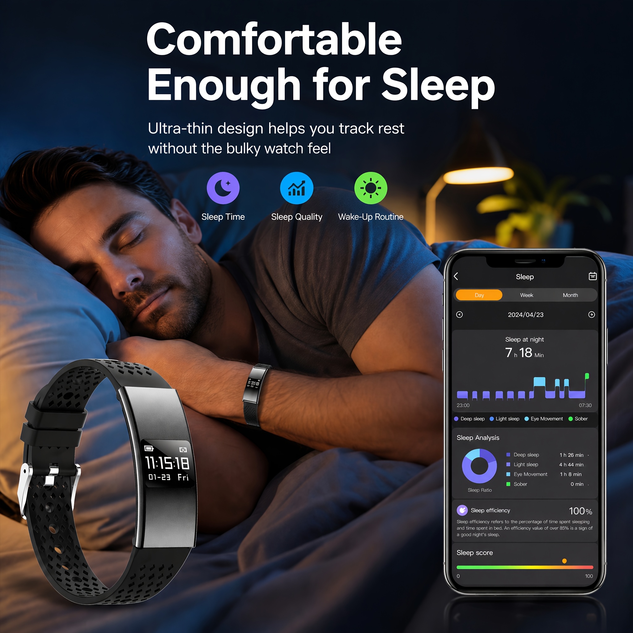 Upgraded Ultra-Thin Smart Bracelet for Fitness Tracking