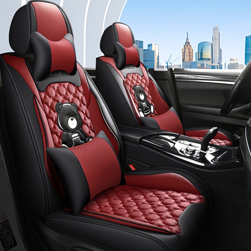 

Durable Pu Leather Car Seat Covers Suitable For Sedans And Suvs, Designed For 5 Seats, All-season Universal Full Coverage Cartoon Seat Covers