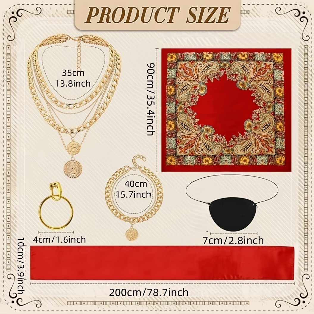 6pcs pirate costume accessory set womens - Temu display picture 1