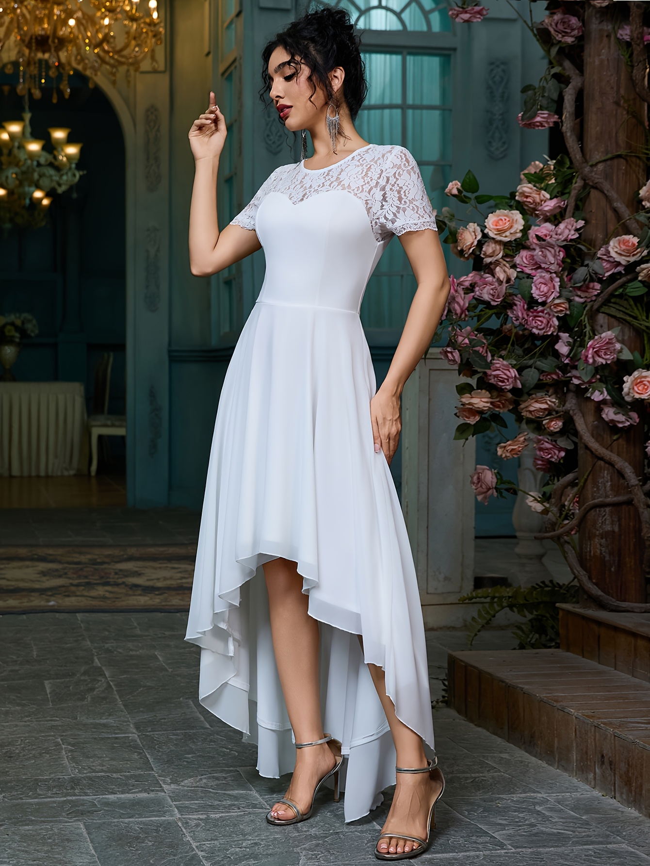 Womens Elegant Lightweight a Line Wedding Dress Lace