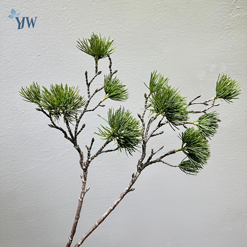 Image of 2pcs Of 50cm Faux Pine Branch Plants With Leaves, Suitable For Home Decoration, Wedding Decor, And Perfect For Living Rooms, Bedrooms, Dining Tables, And Office Embellishments