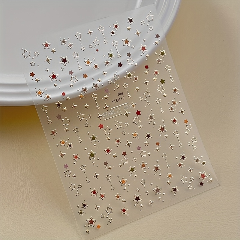 1 Sheet Of Starry Nail Stickers - Multicolor Stars, Versatile Diy Design For Easy Application And Stylish Manicure Decoration