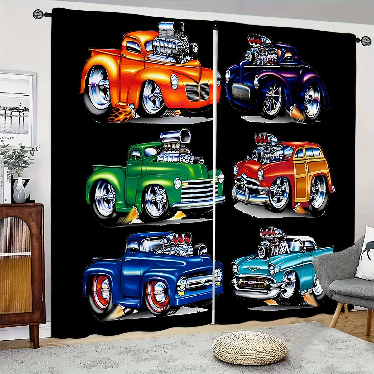 

Car Curtain Two- Set, Rod - , Suitable For Bedrooms And , , Decoration Curtain