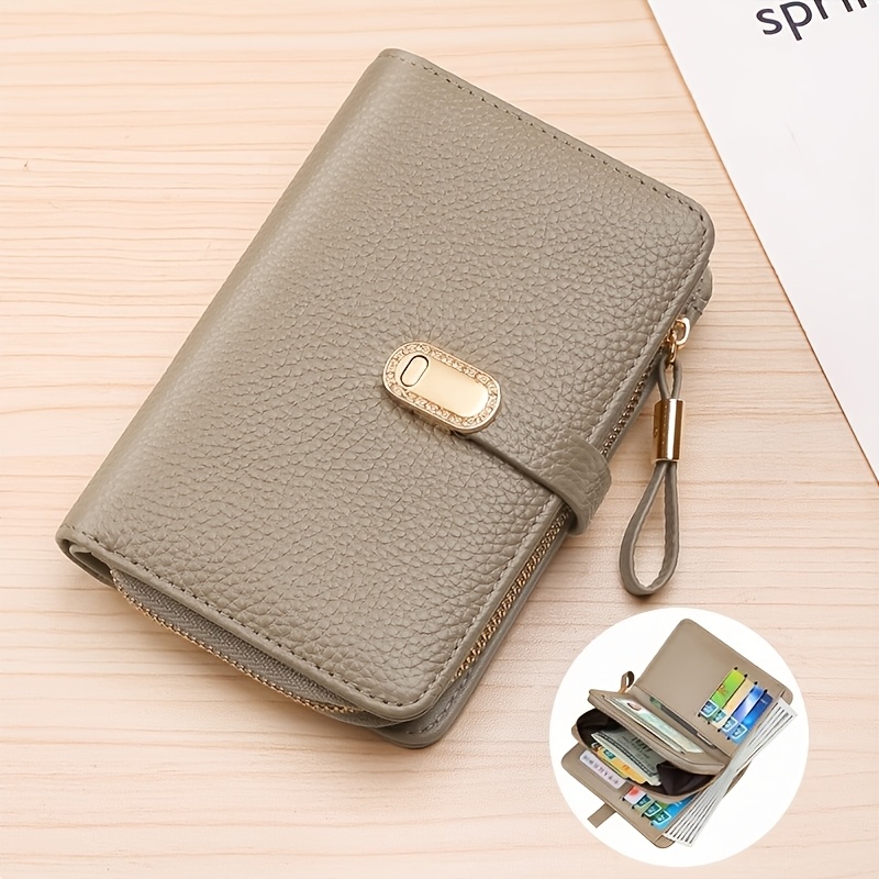 Image of Women's Short Wallet, New Style, Genuine Leather, Holder With Multiple Card Slots And Coin Purse, Halloween, Christmas, Thanksgiving Gift