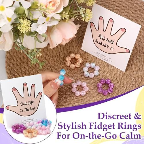 5pcs set of colorful spiked bead fidget rings adult massage rings designed to and stress suitable for office workers stress relief rings with different textured spiked beads random color
