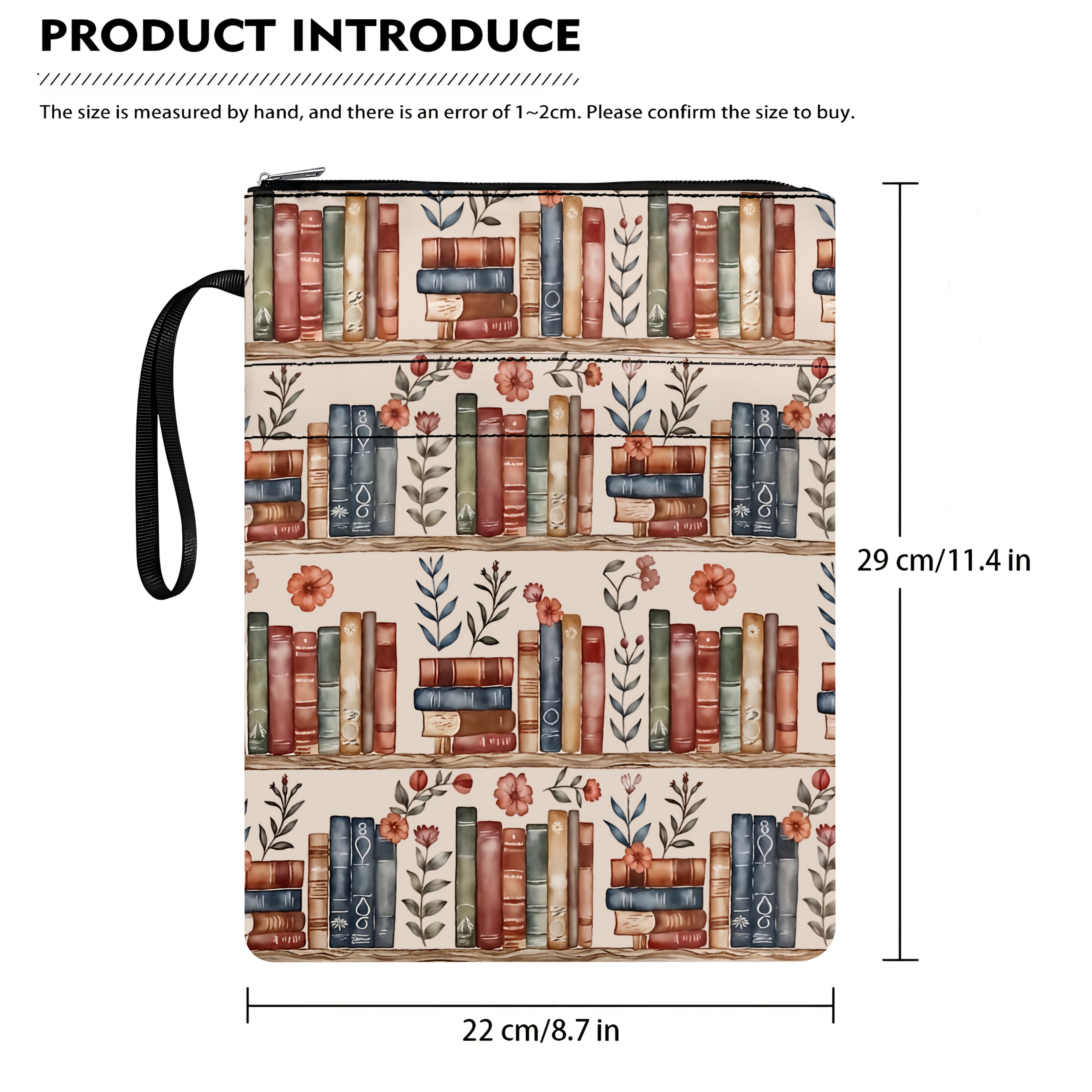 TEMU A Brown Book Jacket With A Zipper, A Book Cover, A Book Protector, A Book Cover, A Book Protector, A Book Bag, A Printed Book Jacket Book Bag