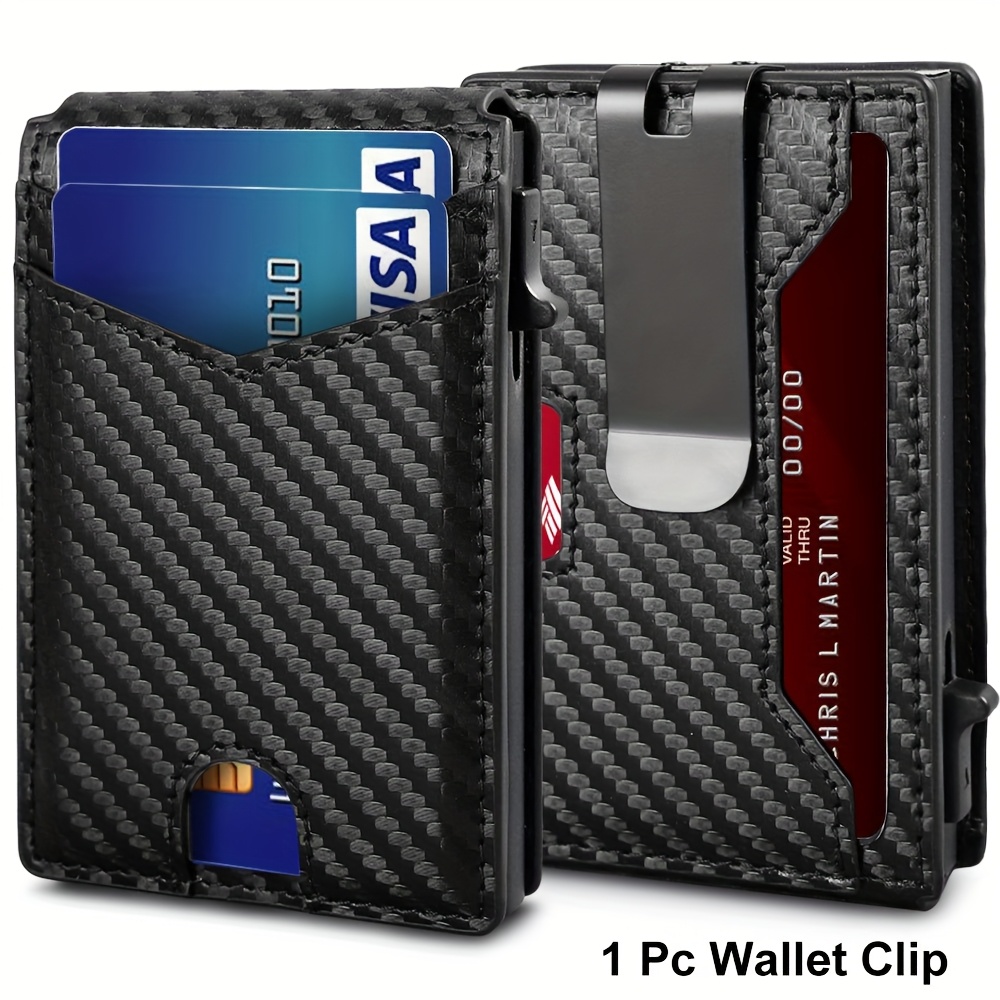 Minimalist Wallet For Men - With Money Clip Slim Short Credit Card Holder Rfid Blocking Bifold Carbon Fiber Wallet Gifts For Him