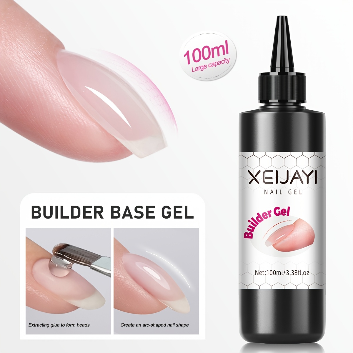 Image of 1pc Xeijayi 100ml /led Cured Poly Nail Gel Suitable For Diy Nail Extensions, Builder Gel For Acrylic Nails, Quick Building Gel For At & Nail Art, /led Compatible For /korean Nail Technology