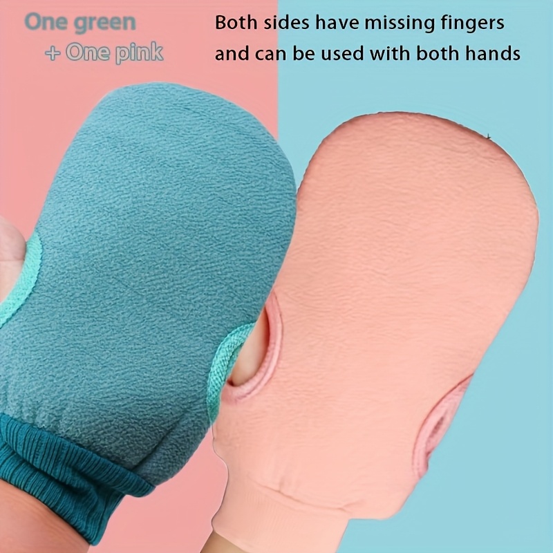 TEMU 2pcs Bath Gloves Made Of Polyester Fiber Material, Double-sided Rough Bath Gloves For Massage And Body Bath, Body Bath Bath Accessories