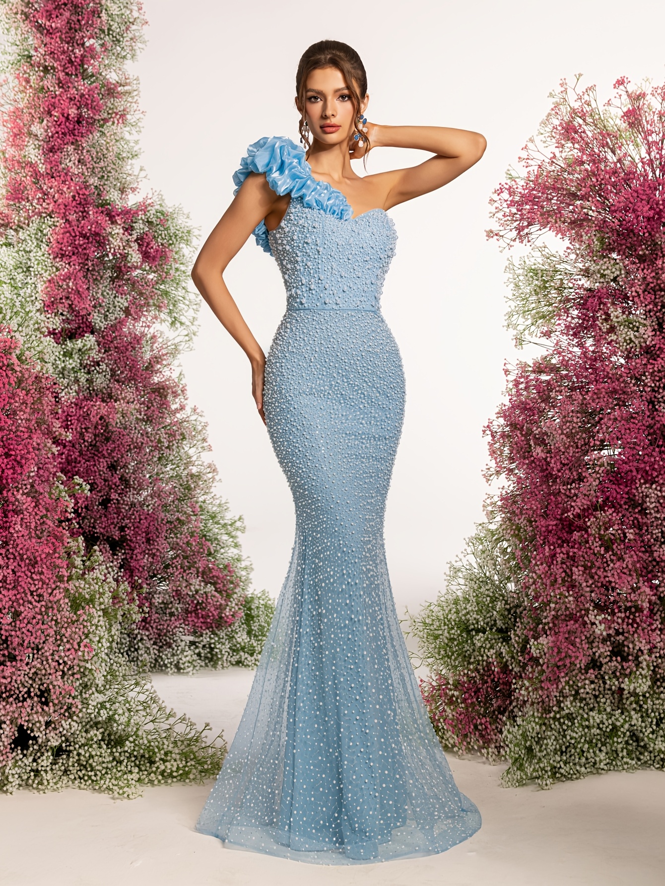 spring summer beaded tube top fishtail dress elegant