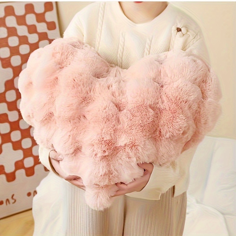 Art Heart-shaped Pillow, Machine Washable, 3d Bubble Plush Cushion, Filling, Zipper Closure, Comfortable And Soft, Suitable For Bedroom Sofa Decor