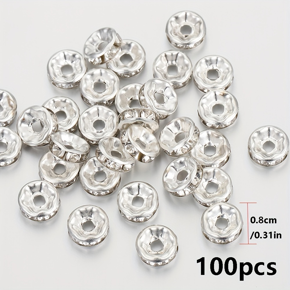 Set Of 100 Crystal Rhinestone Spacer Beads, Perfect For Diy Bracelet And Necklace Making