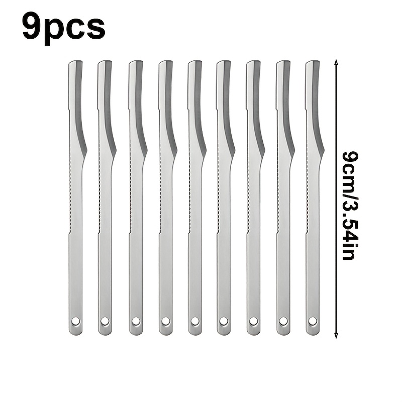 TEMU 9pcs Stainless Steel Dead Skin Remover Foot Scraper Set - Length 9cm/3.54 Inches, And Portable, Designed For Dead Skin Removal, Unisex
