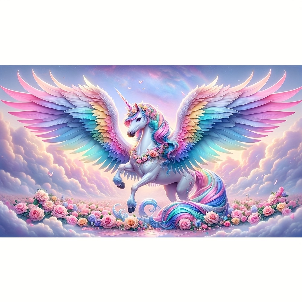 

Winged Unicorn Diamond Painting Kit, Round Acrylic Diamonds, Diy Art Craft For Beginners, Animal Themed Home Wall Decor, & Mystery Unicorn Canvas Art Set,