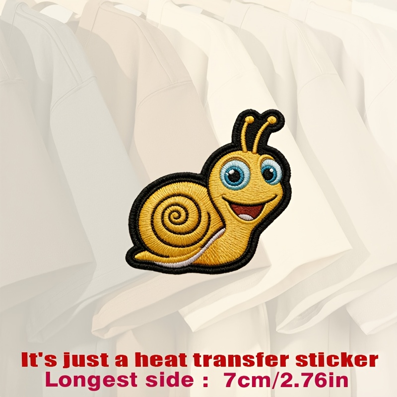 TEMU Cute Yellow Snail With , Spiral Shell, And , Set Against A, Heat Transfer Stickers Are Suitable For Flat Fabrics Such , Hats, Canvas Bags, Throw