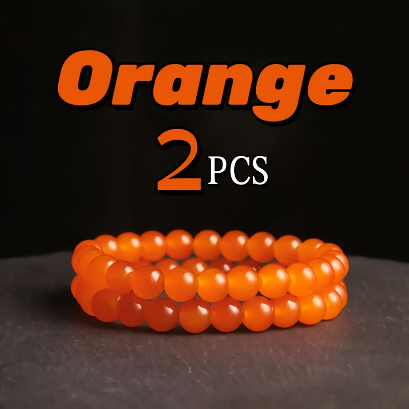 Natural Orange Bead Bracelet 8mm for Casual Attire