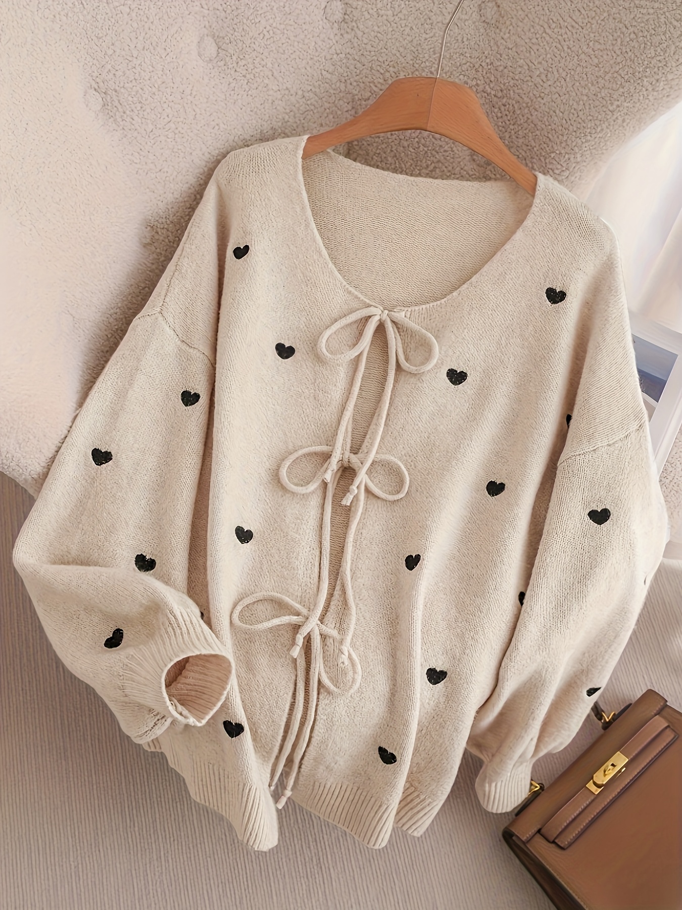 Cardigan Womens Sweaters With Hearts Boho Sweaters Oversized Heart