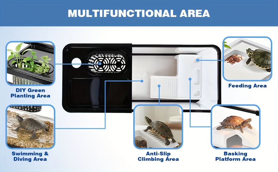 Advwin Turtle Tank Kit with Basking Lamp Non-Slip Stairs - Suitable for Small Turtles Fish Shrimp Reptiles
