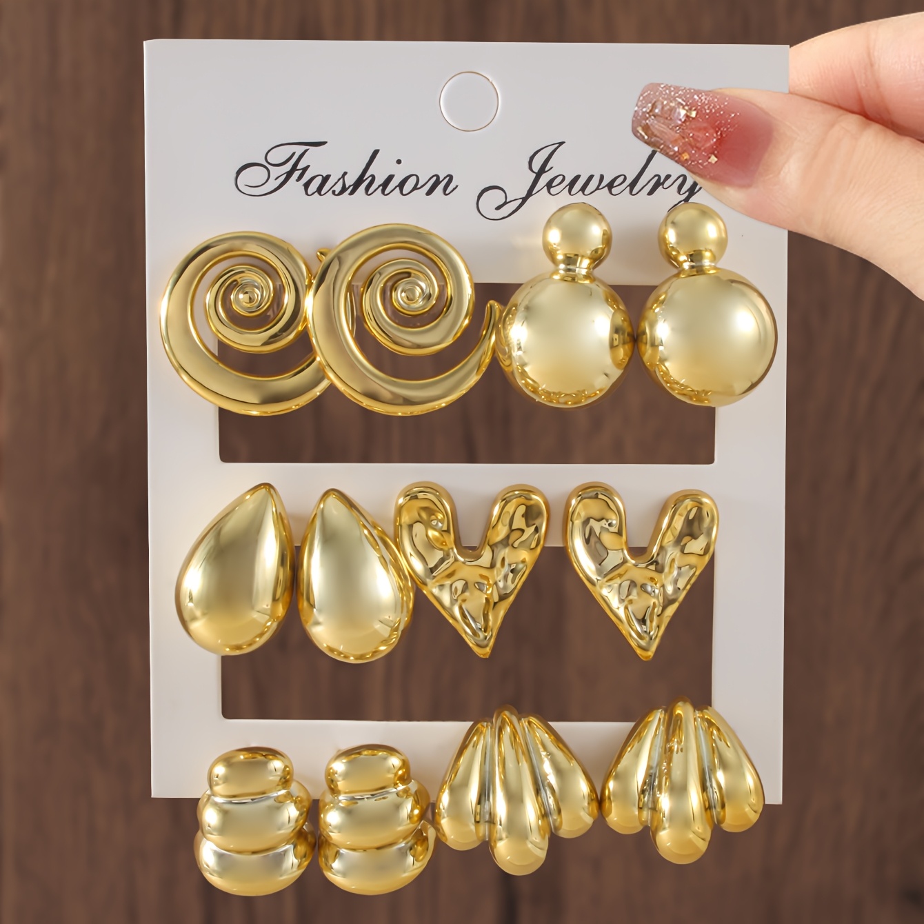 Image of 12pcs Creative And Unique Heart, Teardrop, And Irregular Shaped Stud Earrings, And Sexy Women's Versatile Ear Accessories, Elegant Daily, Party, And Banquet Jewelry, Exquisite Valentine's Day Gift