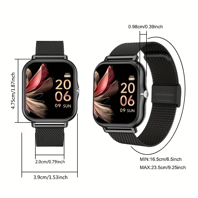 Smartwatch with Stainless Steel Mesh Band, Multiple Sports Modes, Compatible with iPhone and Android Systems, Best Gift Choice