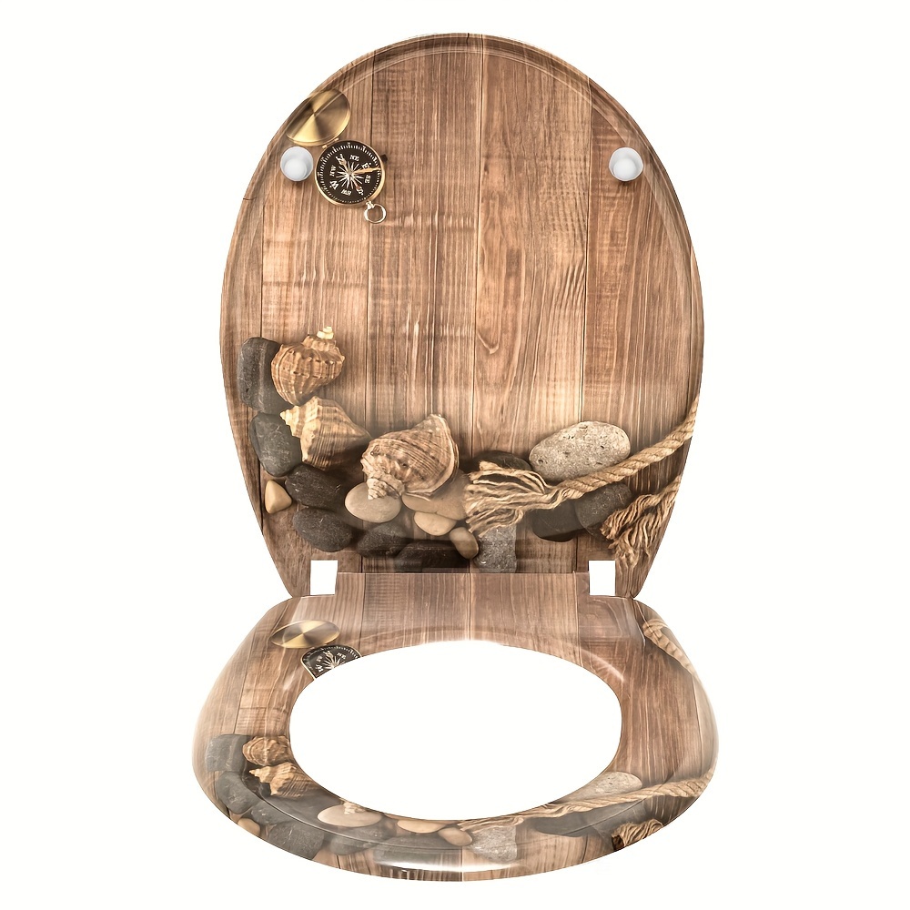 Image of 1pc Toilet Seat With Soft Close, Toilet Seat Motif, Toilet Lid Made Of , Stable Toilet Lid, High Quality Toilet Seat, Antibacterial Oval, Beige Bowl