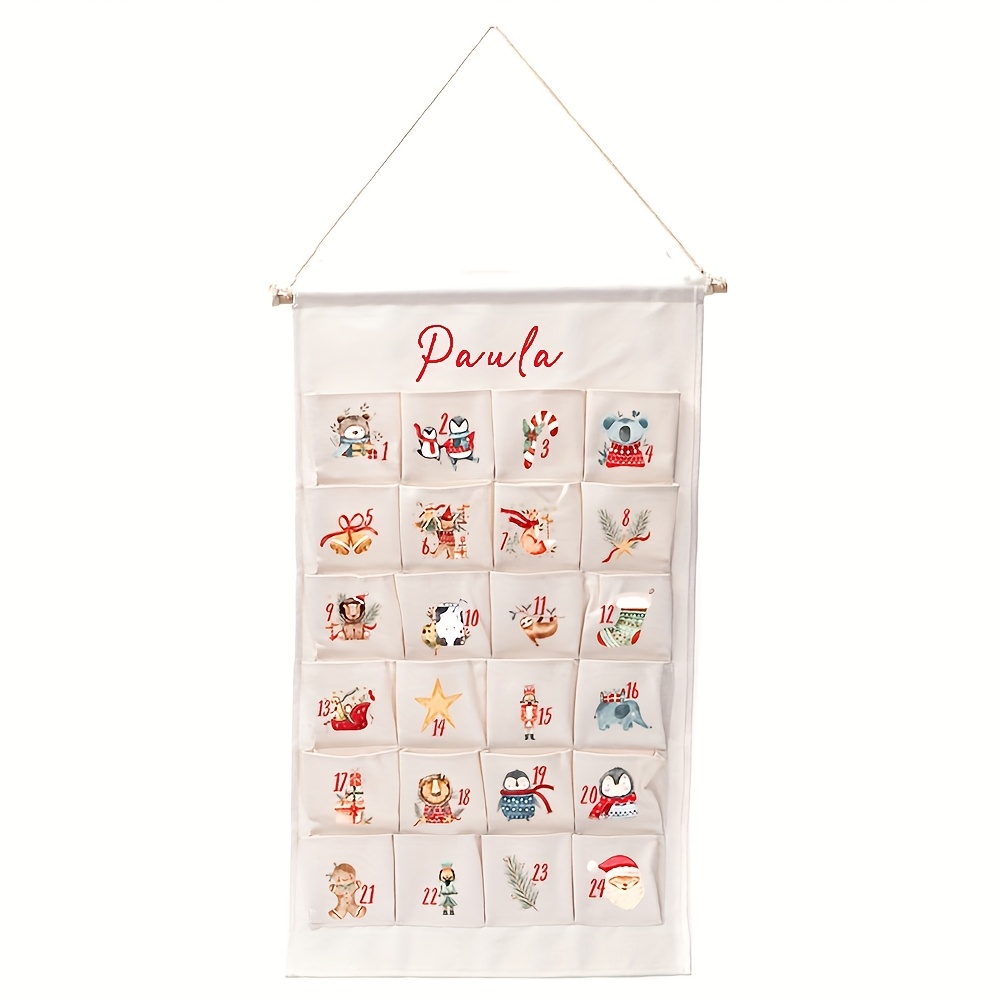 TEMU Personalized 24-day Advent Calendar With Custom Name/number 1-24 - Countdown Calendar For Christmas, 24 Gift Bags/labeled Days, Rustic Farmhouse